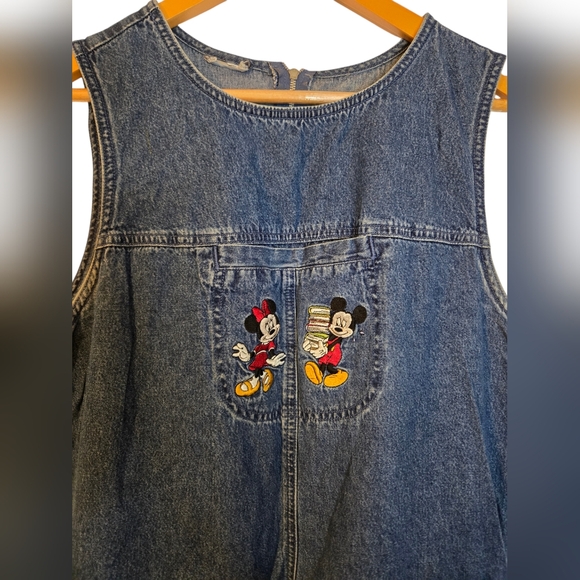 Vintage 90s Teachee Disney Blue Denim Maxi Dress with Embroidered Characters - Picture 3 of 4